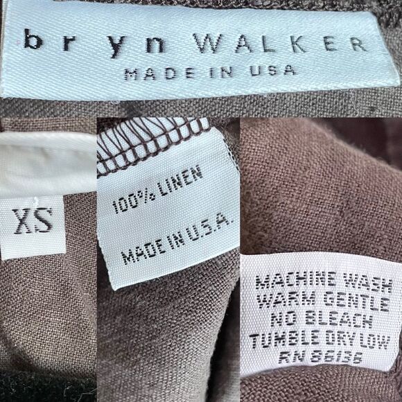 Bryn WALKER Linen Lagenlook Sleeveless Cowl Neck Tunic Elastic Bottom Brown XS - Picture 8 of 8